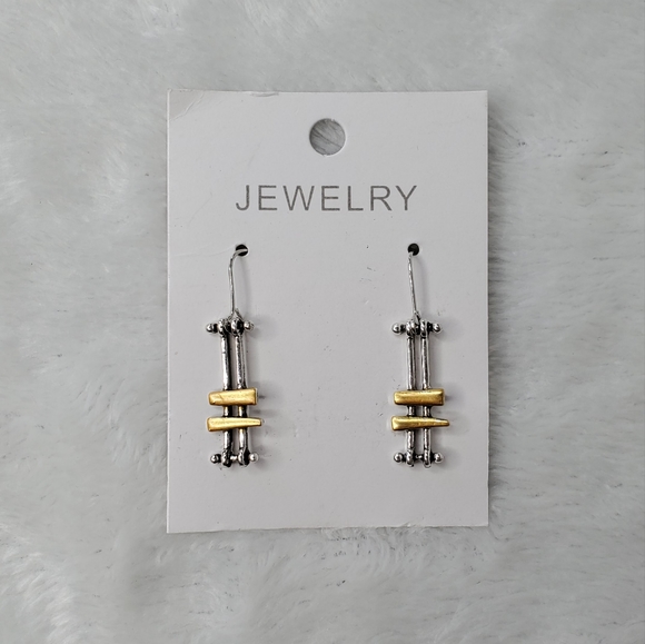 Abstract Dual Tone Earrings - Picture 6 of 6